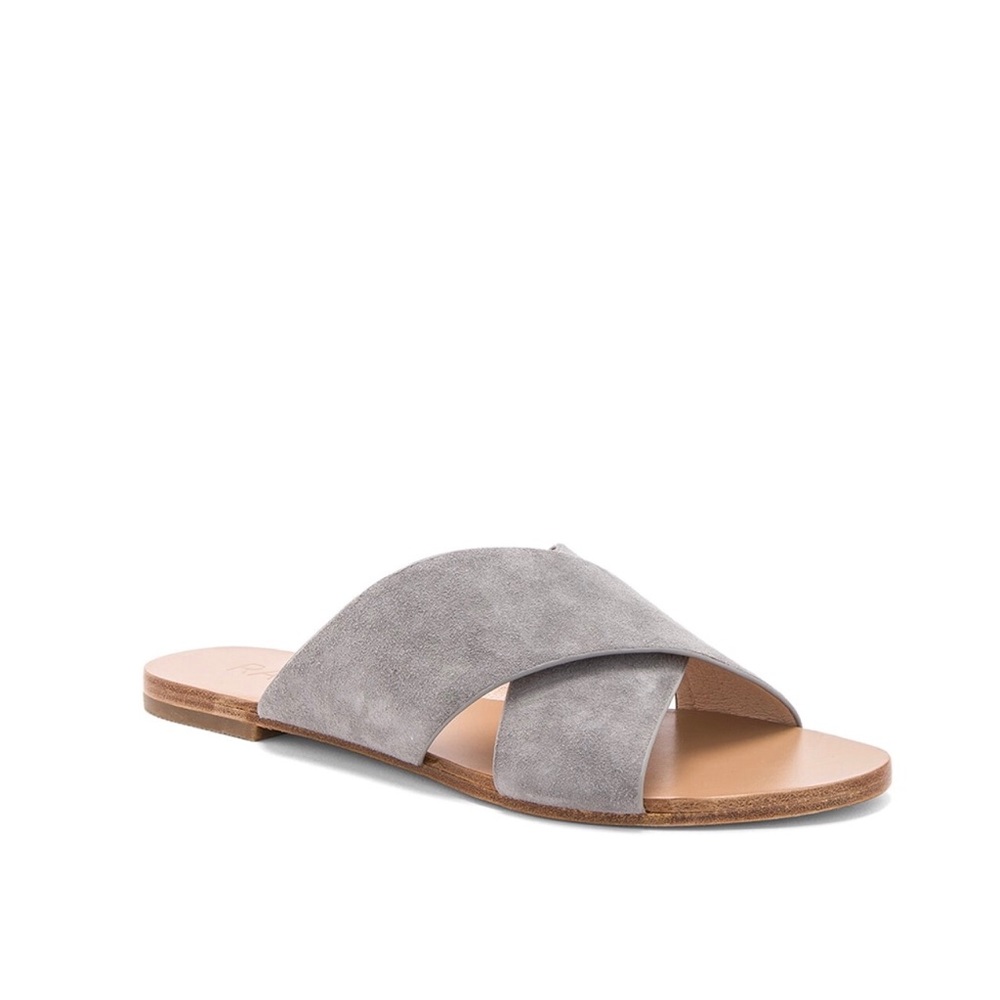 RAYE Like-New Sullivan Cross-Over Slide Sandal, Size 8.5, Slate Grey